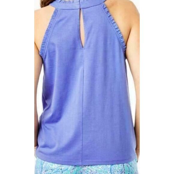 Lilly Pulitzer Pastel Halter Top Purple Tank Sleeveless Ruffles Easter Jerrica S - Picture 2 of 12